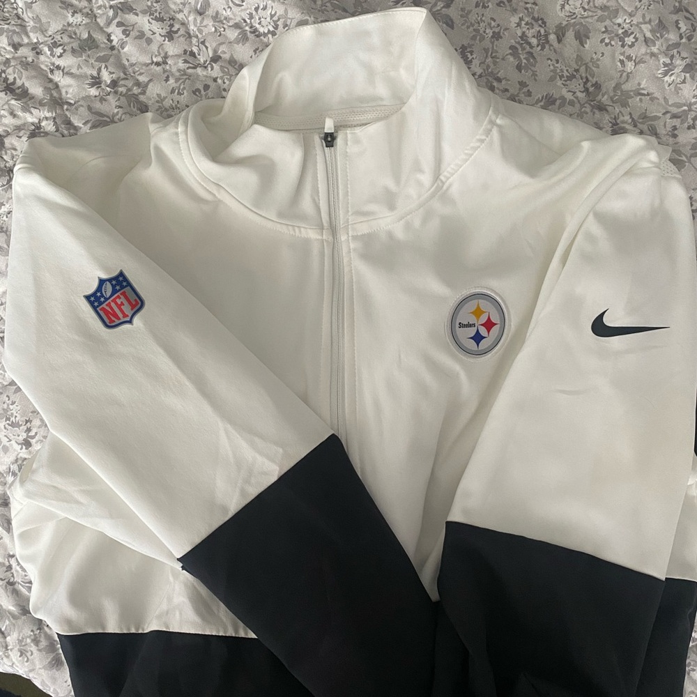Nike White and Black Pittsburgh Steelers Zip Jacket